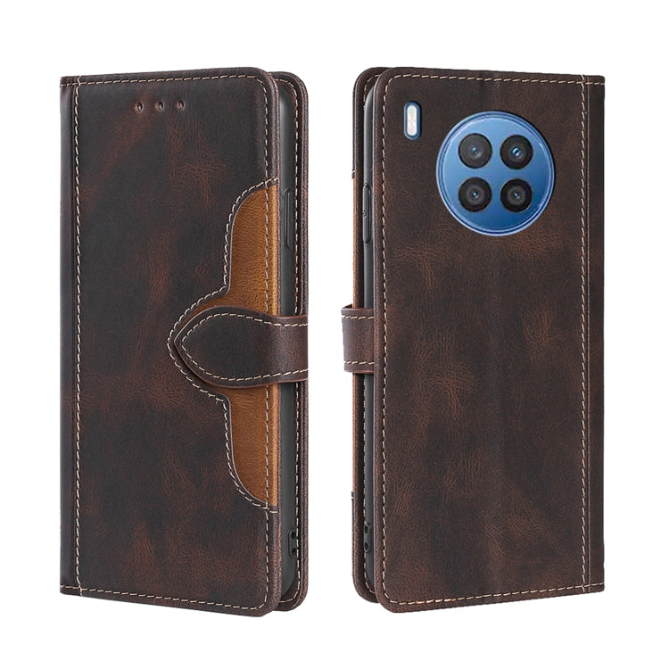 For Huawei nova 8i Skin Feel Straw Hat Magnetic Buckle Leather Phone Case