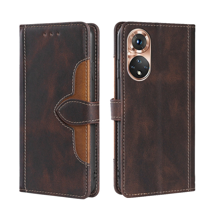 For Honor 50 Skin Feel Straw Hat Magnetic Buckle Leather Phone Case