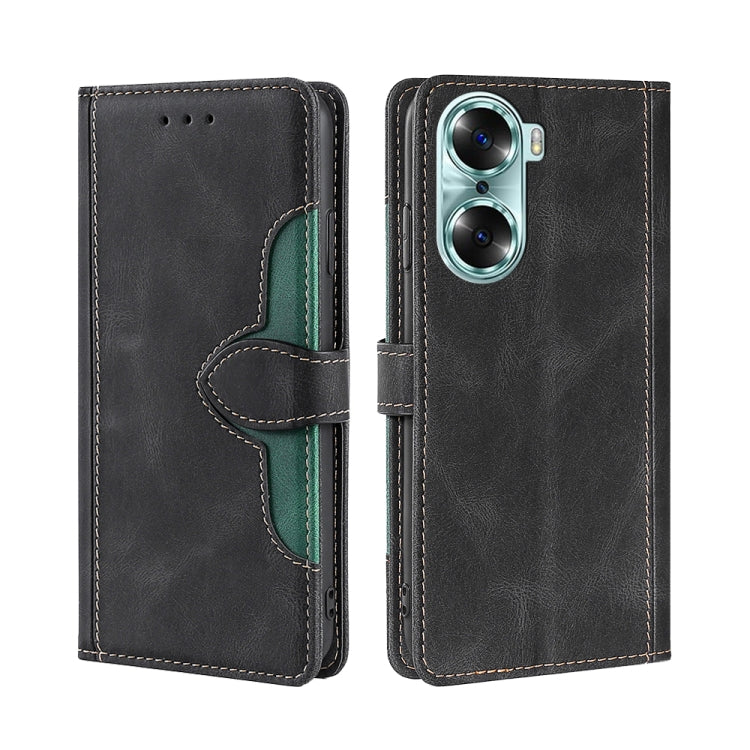 For Honor 60 Skin Feel Straw Hat Magnetic Buckle Leather Phone Case