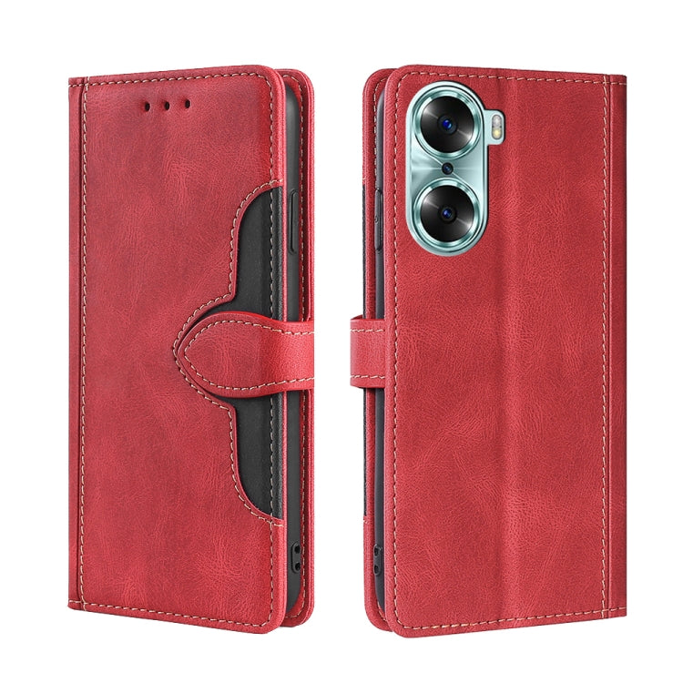 For Honor 60 Skin Feel Straw Hat Magnetic Buckle Leather Phone Case