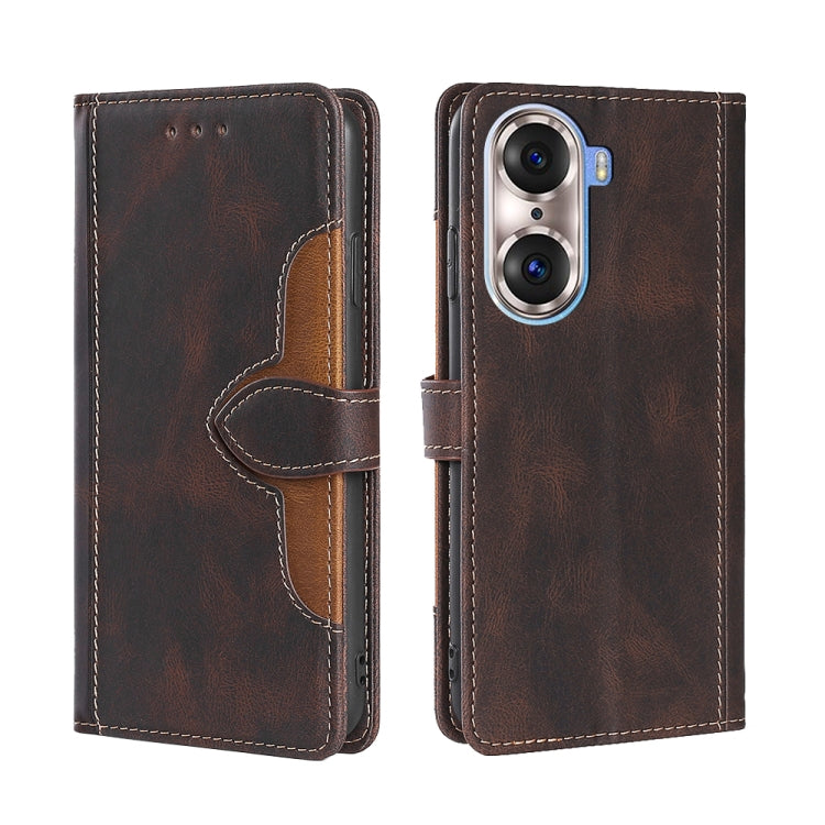 For Honor 60 Pro Skin Feel Straw Hat Magnetic Buckle Leather Phone Case