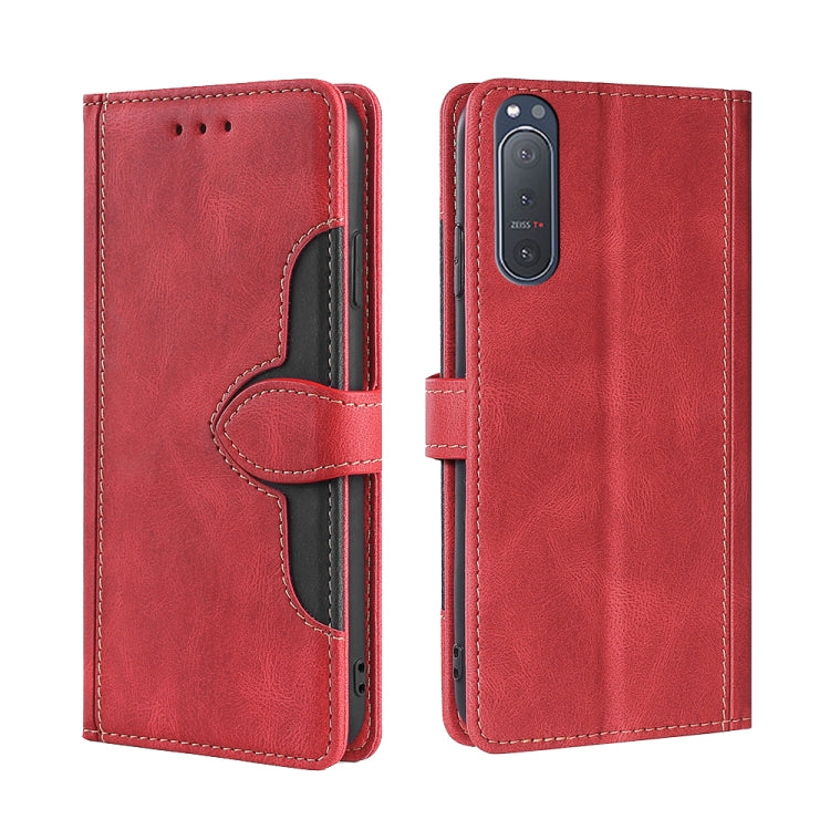 For Sony Xperia 5 II Skin Feel Straw Hat Magnetic Buckle Leather Phone Case
