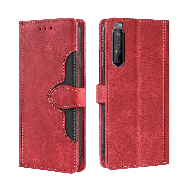 For Sony Xperia 1 II Skin Feel Straw Hat Magnetic Buckle Leather Phone Case