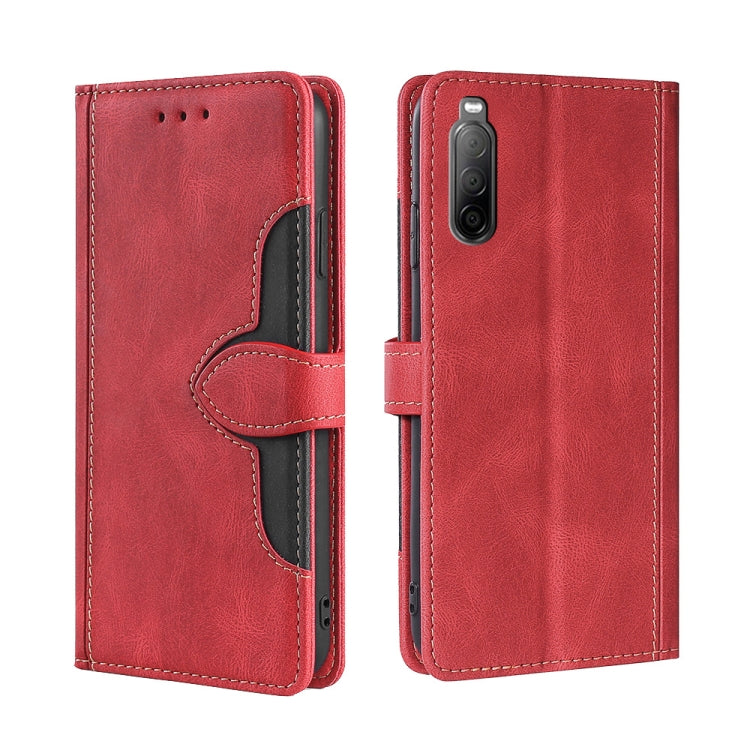 For Sony Xperia 10 II Skin Feel Straw Hat Magnetic Buckle Leather Phone Case