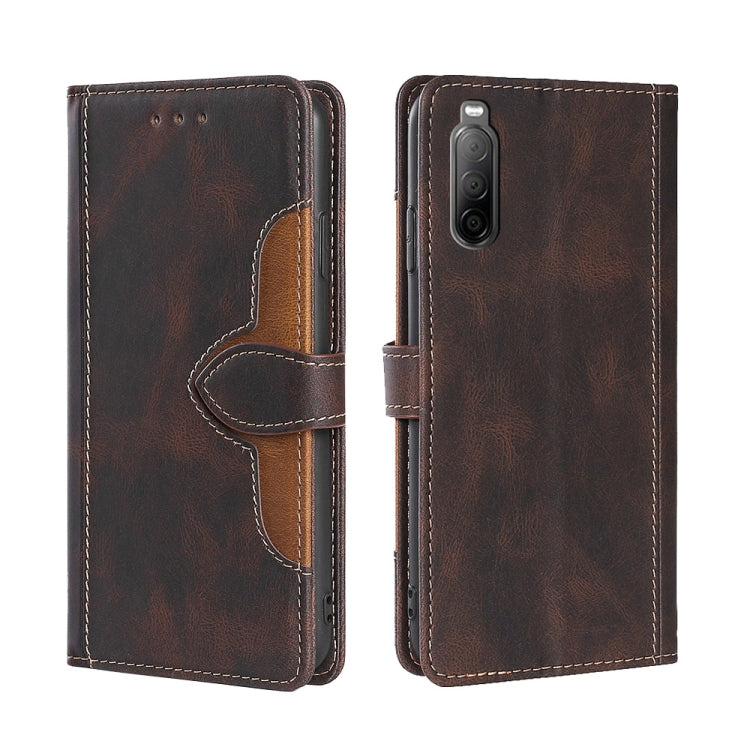 For Sony Xperia 10 II Skin Feel Straw Hat Magnetic Buckle Leather Phone Case