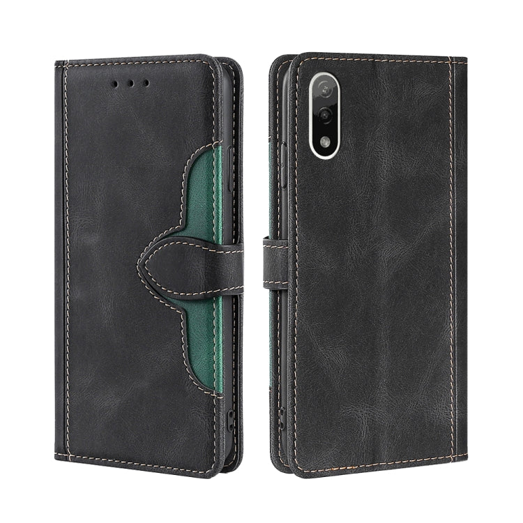 For Sony Xperia Ace II Skin Feel Straw Hat Magnetic Buckle Leather Phone Case