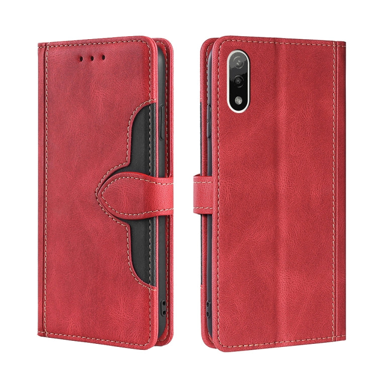 For Sony Xperia Ace II Skin Feel Straw Hat Magnetic Buckle Leather Phone Case