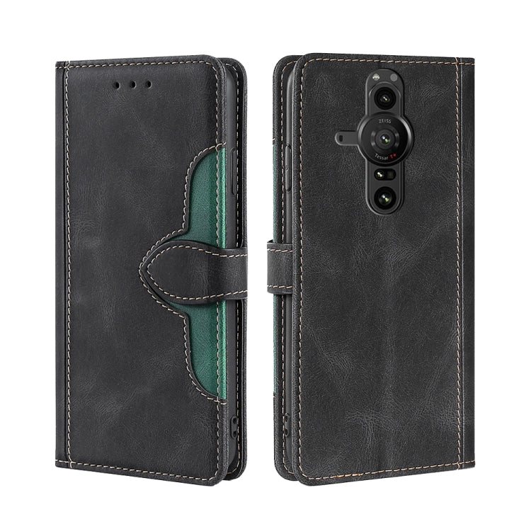 For Sony Xperia Pro I Skin Feel Straw Hat Magnetic Buckle Leather Phone Case