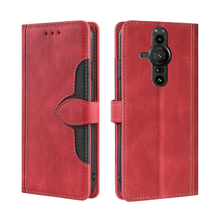 For Sony Xperia Pro I Skin Feel Straw Hat Magnetic Buckle Leather Phone Case