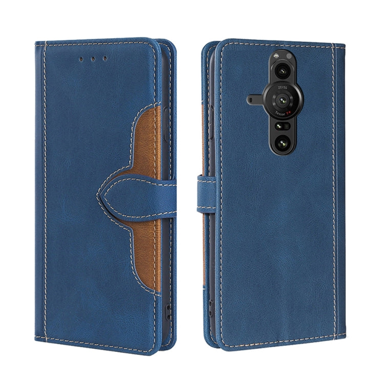 For Sony Xperia Pro I Skin Feel Straw Hat Magnetic Buckle Leather Phone Case