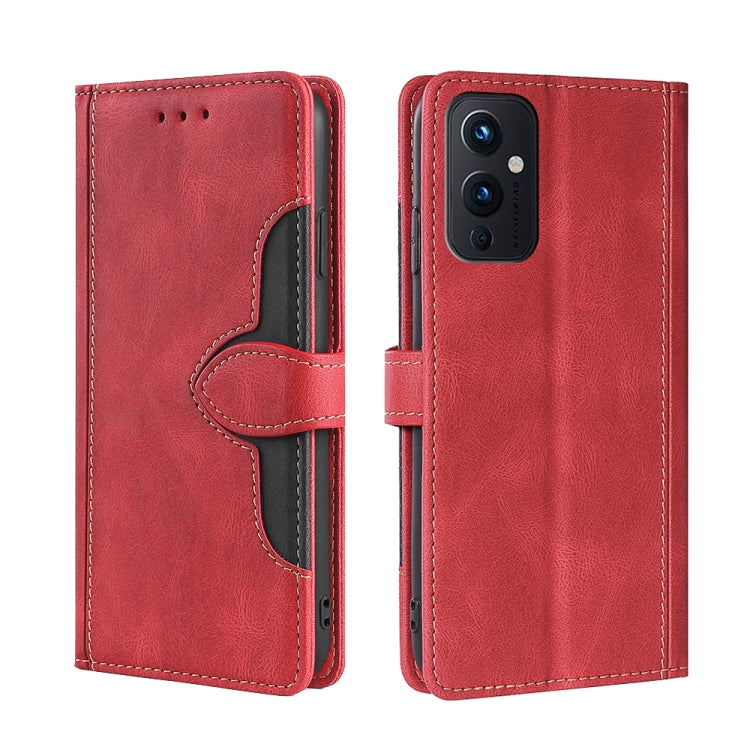 For OnePlus 9 Skin Feel Straw Hat Magnetic Buckle Leather Phone Case