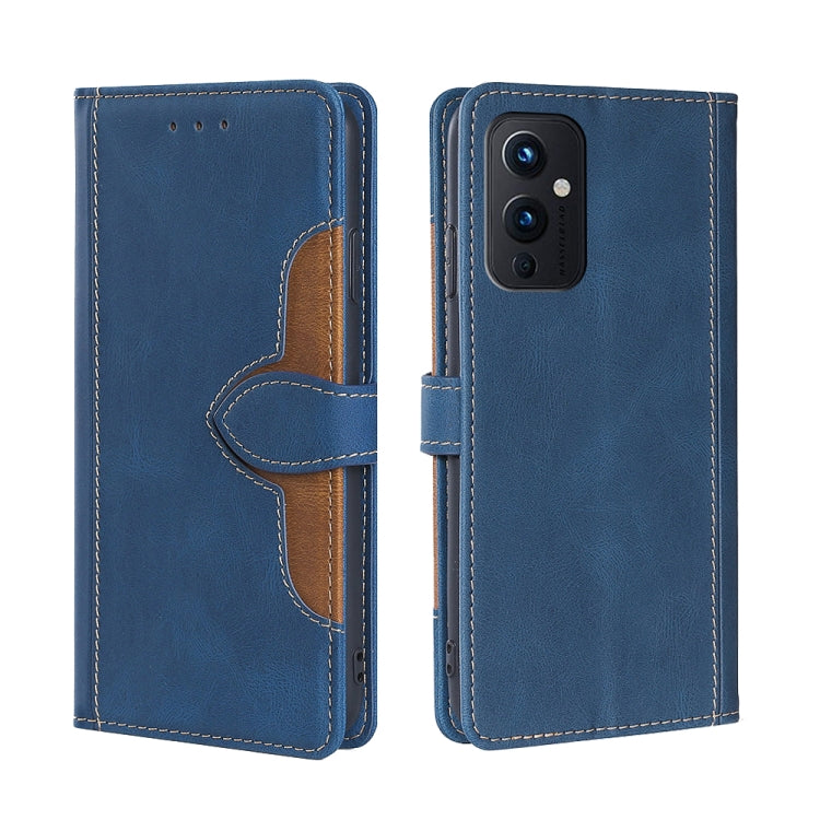 For OnePlus 9 Skin Feel Straw Hat Magnetic Buckle Leather Phone Case