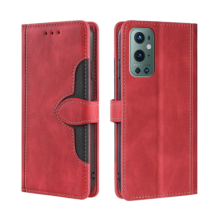 For OnePlus 9 Pro Skin Feel Straw Hat Magnetic Buckle Leather Phone Case