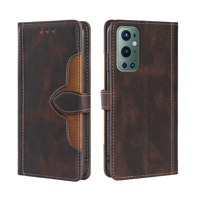 For OnePlus 9 Pro Skin Feel Straw Hat Magnetic Buckle Leather Phone Case