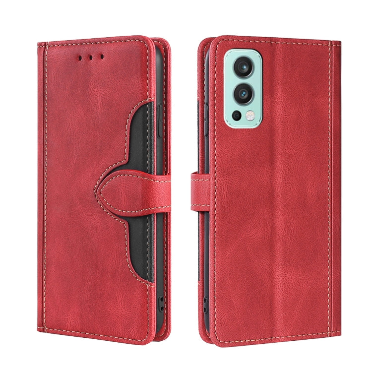 For OnePlus Nord 2 5G Skin Feel Straw Hat Magnetic Buckle Leather Phone Case