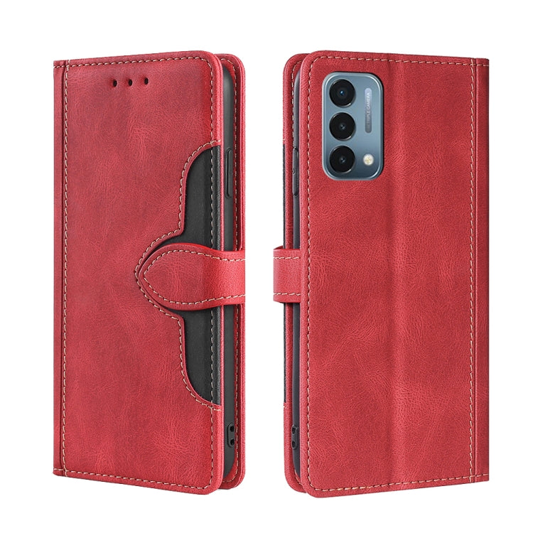 For OnePlus Nord N200 5G Skin Feel Straw Hat Magnetic Buckle Leather Phone Case