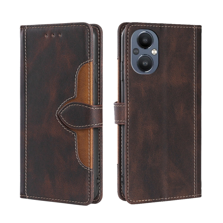 For OnePlus Nord N20 5G Skin Feel Straw Hat Magnetic Buckle Leather Phone Case