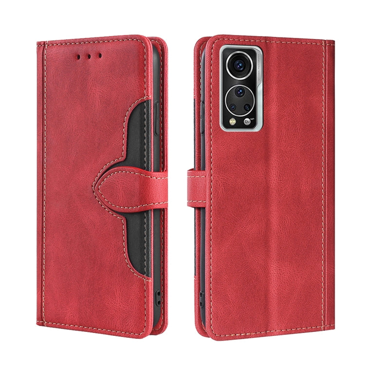 For ZTE Axon 30 5G Skin Feel Straw Hat Magnetic Buckle Leather Phone Case