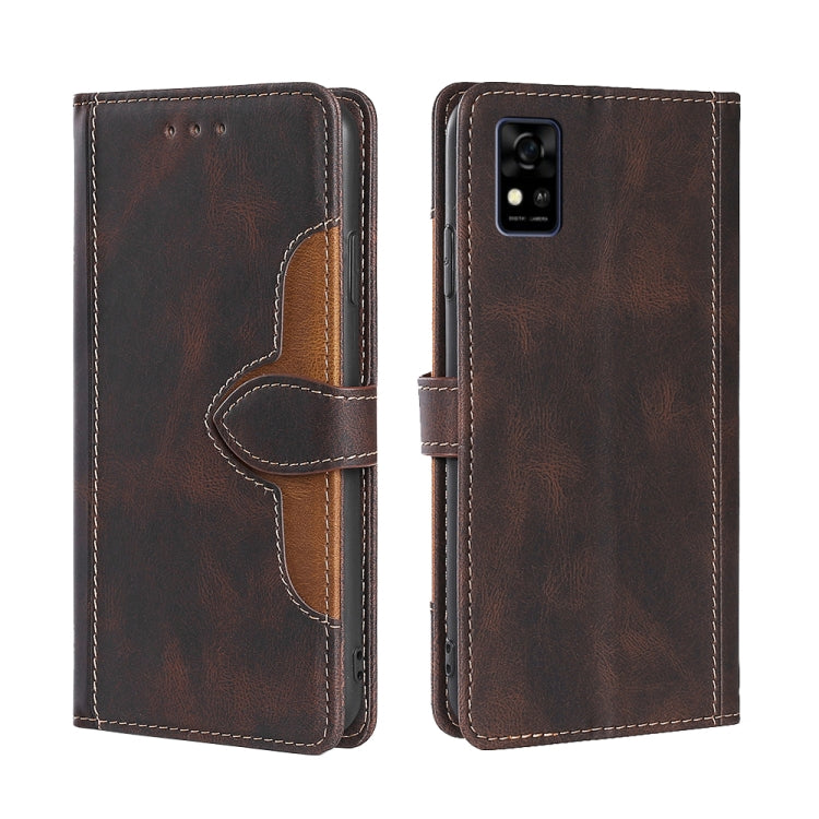 For ZTE Blabe A31 Skin Feel Straw Hat Magnetic Buckle Leather Phone Case