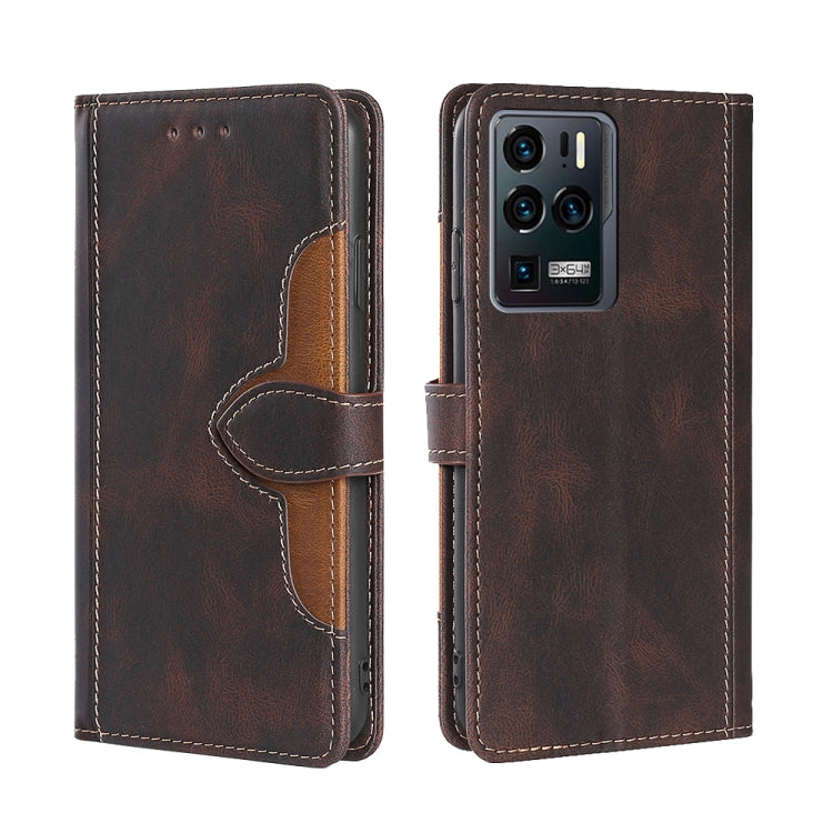 For ZTE Axon 30 Ultra 5G Skin Feel Straw Hat Magnetic Buckle Leather Phone Case