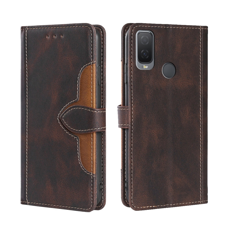 For Alcatel 1L 2021 Skin Feel Straw Hat Magnetic Buckle Leather Phone Case