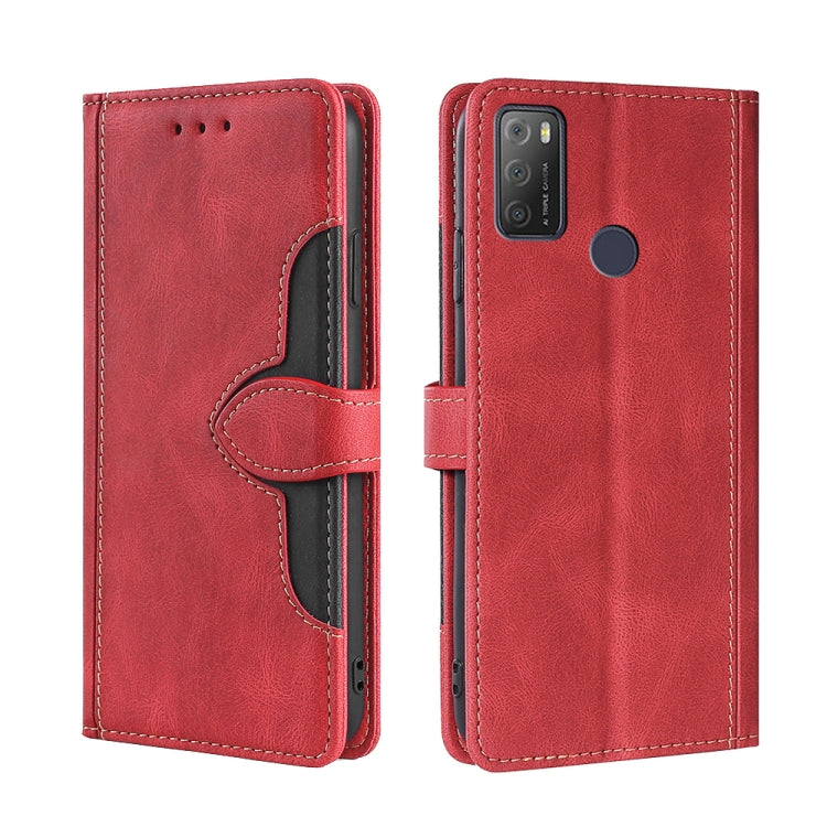 For Alcatel 1S 2021 / 3L 2021 Skin Feel Straw Hat Magnetic Buckle Leather Phone Case