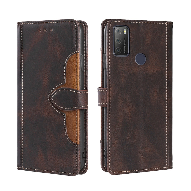 For Alcatel 1S 2021 / 3L 2021 Skin Feel Straw Hat Magnetic Buckle Leather Phone Case