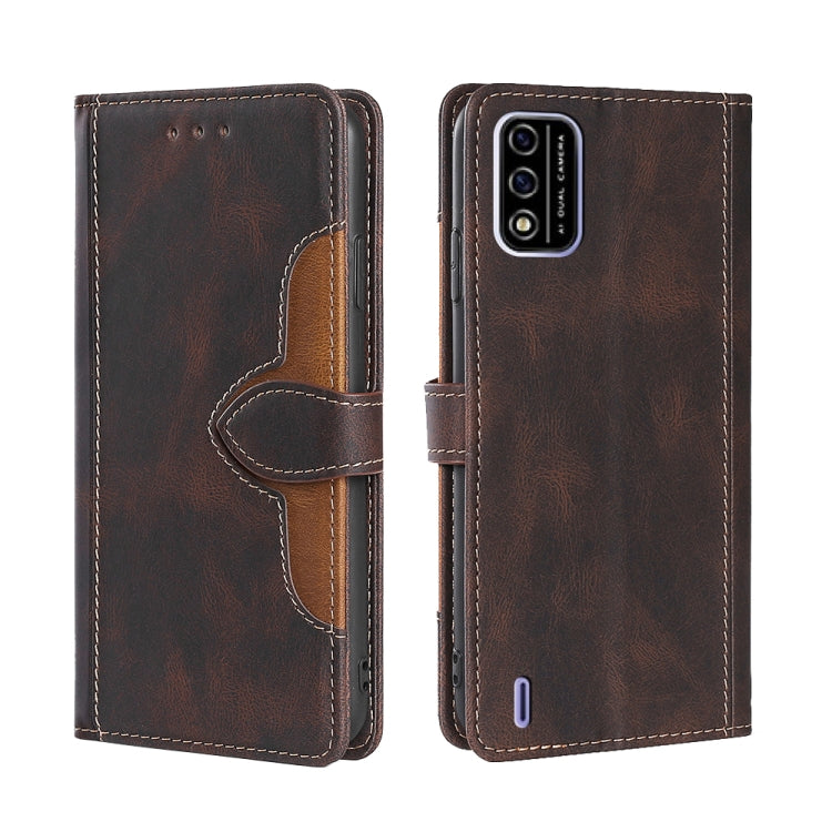 For Itel A48 Skin Feel Straw Hat Magnetic Buckle Leather Phone Case