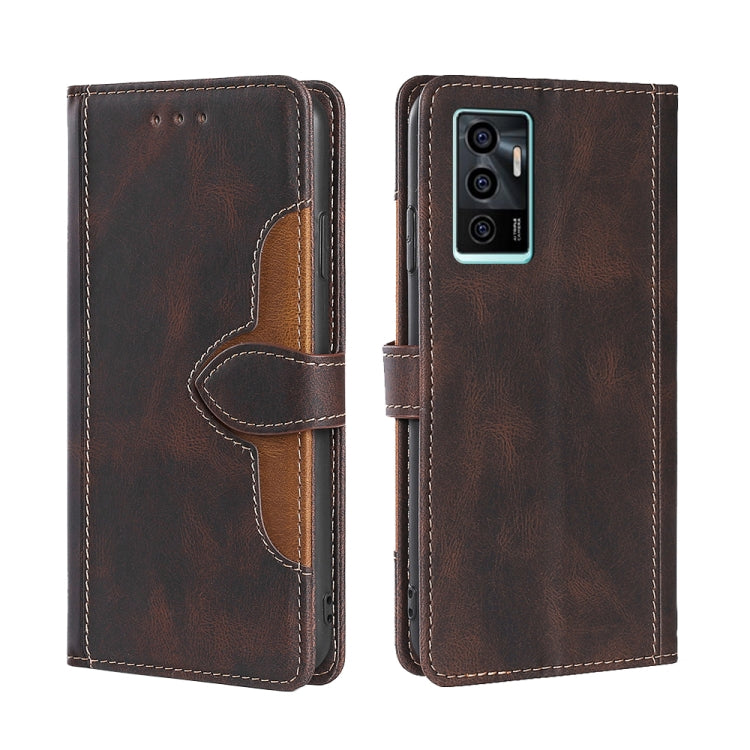 For vivo V23e / S10e Skin Feel Straw Hat Magnetic Buckle Leather Phone Case