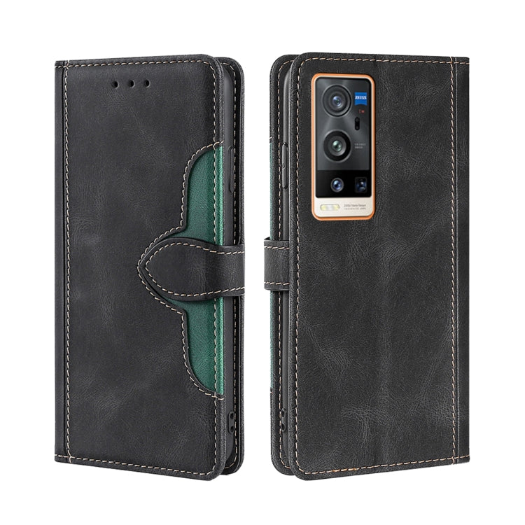 For vivo X60 Pro+ Skin Feel Straw Hat Magnetic Buckle Leather Phone Case