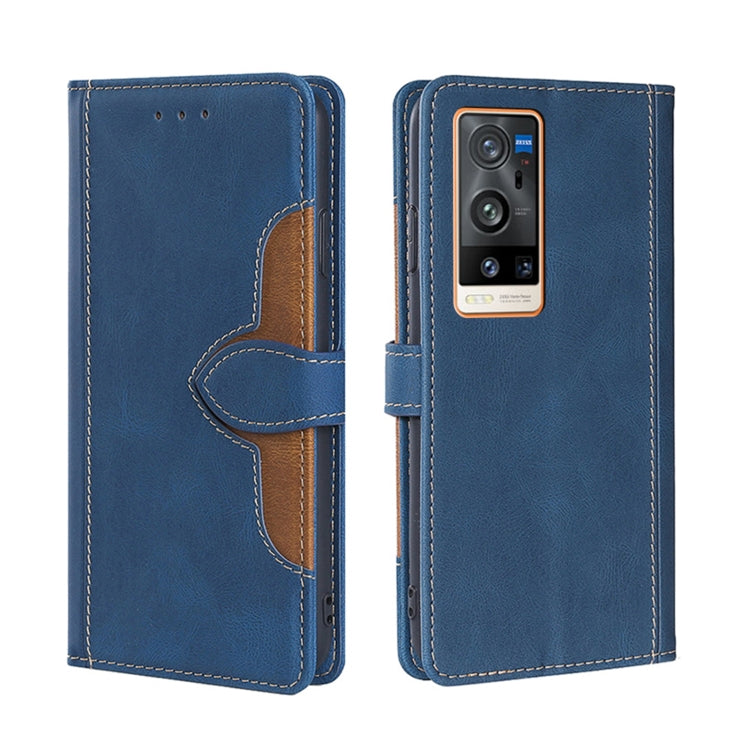 For vivo X60 Pro+ Skin Feel Straw Hat Magnetic Buckle Leather Phone Case