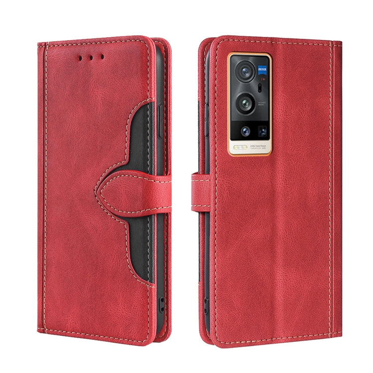 For vivo X60 Pro+ Skin Feel Straw Hat Magnetic Buckle Leather Phone Case