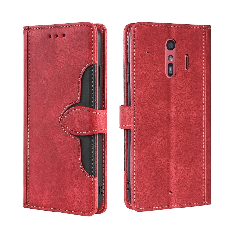 For Fujitsu Arrows F-01L F-42A Skin Feel Straw Hat Magnetic Buckle Leather Phone Case