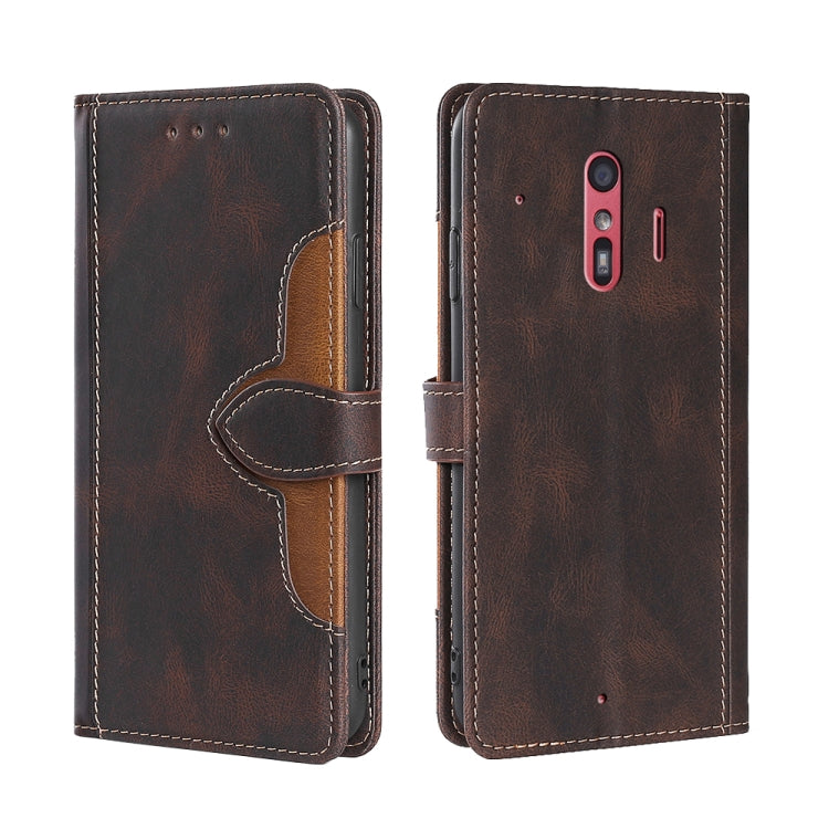 For Fujitsu Arrows F-01L F-42A Skin Feel Straw Hat Magnetic Buckle Leather Phone Case