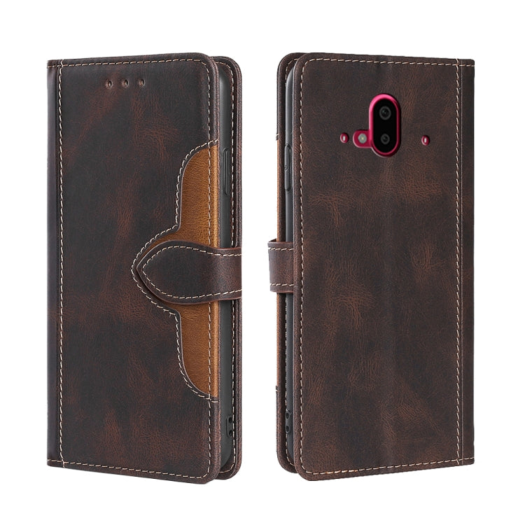 For Fujitsu Arrows F-52B Skin Feel Straw Hat Magnetic Buckle Leather Phone Case