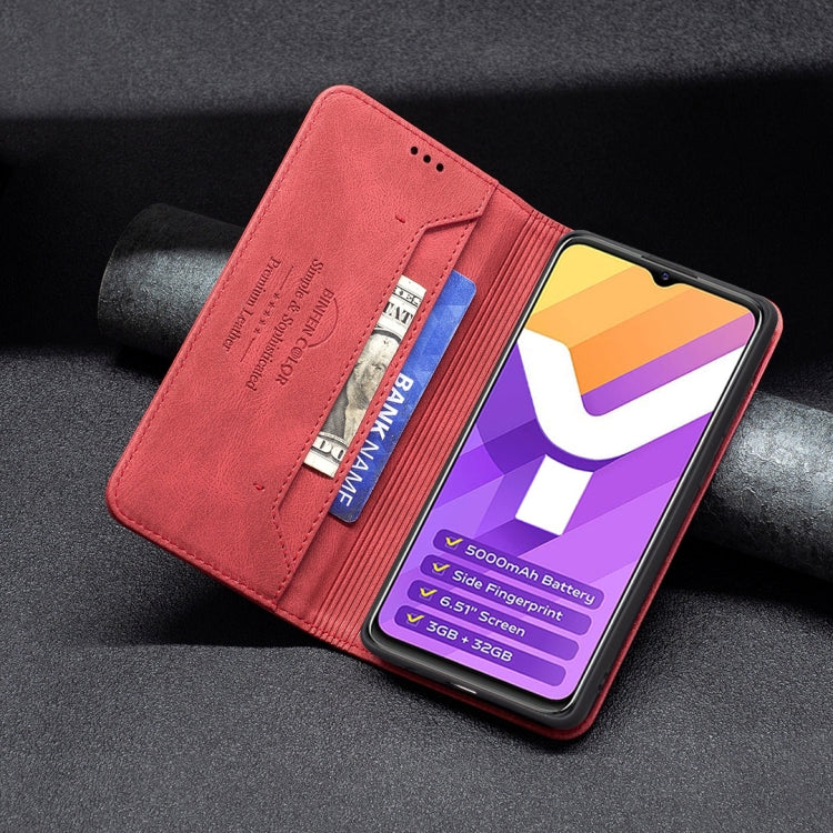 For vivo Y15s Magnetic RFID Blocking Anti-Theft Leather Phone Case