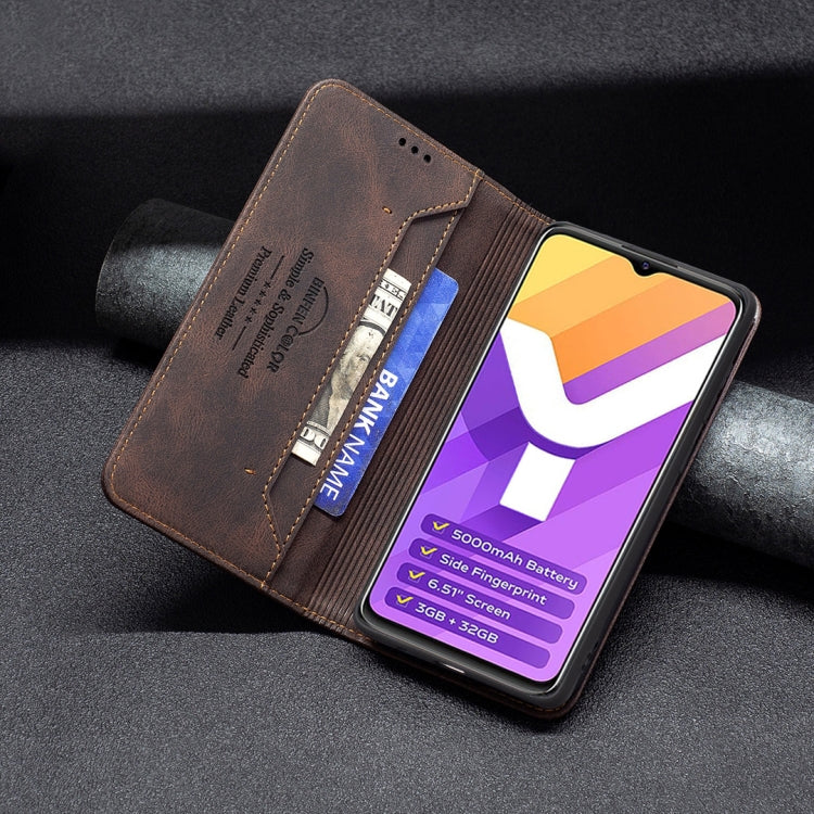 For vivo Y15s Magnetic RFID Blocking Anti-Theft Leather Phone Case