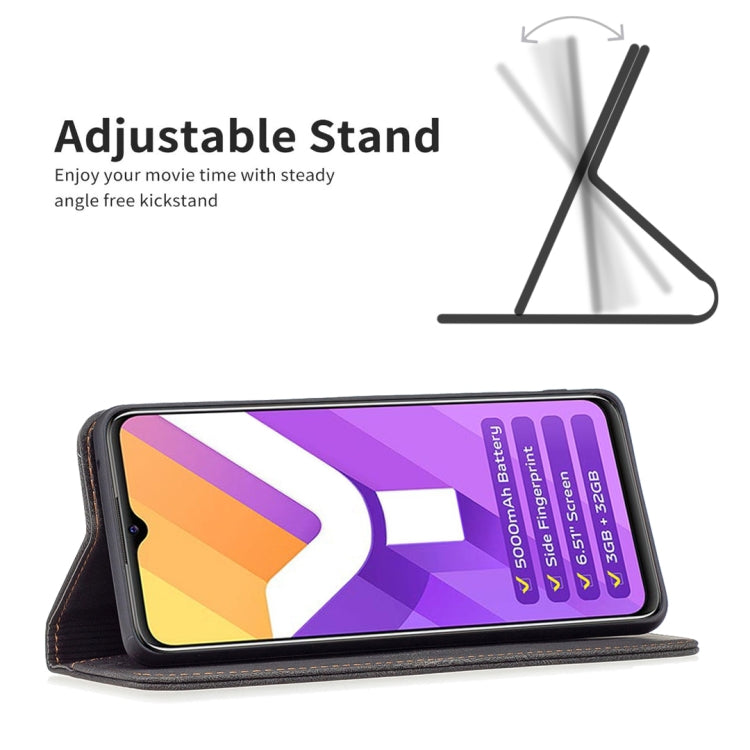 For vivo Y15s Magnetic RFID Blocking Anti-Theft Leather Phone Case