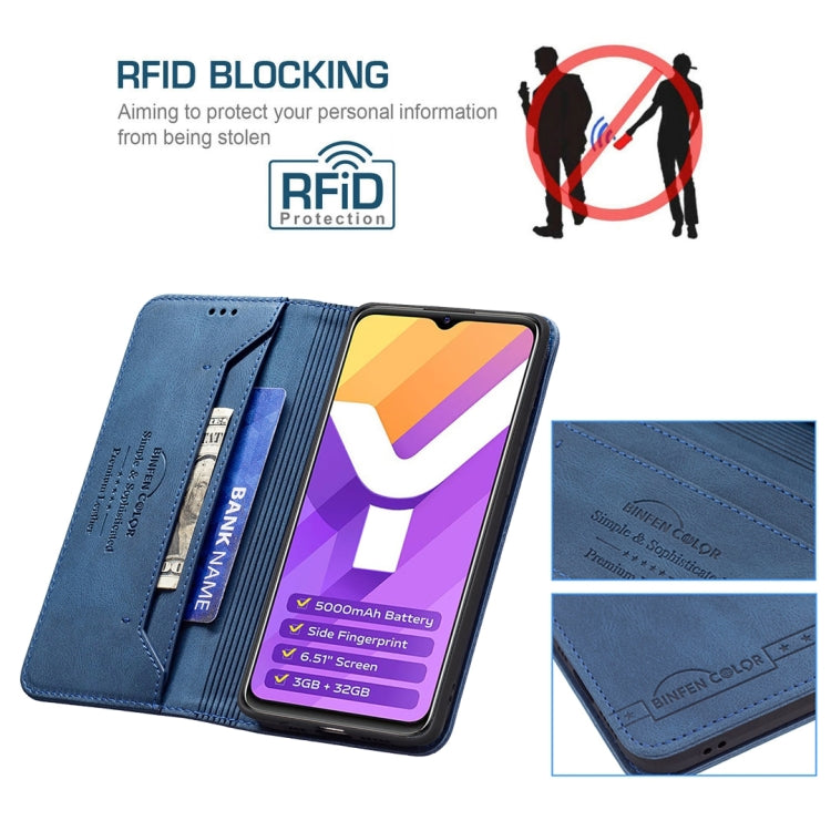 For vivo Y15s Magnetic RFID Blocking Anti-Theft Leather Phone Case