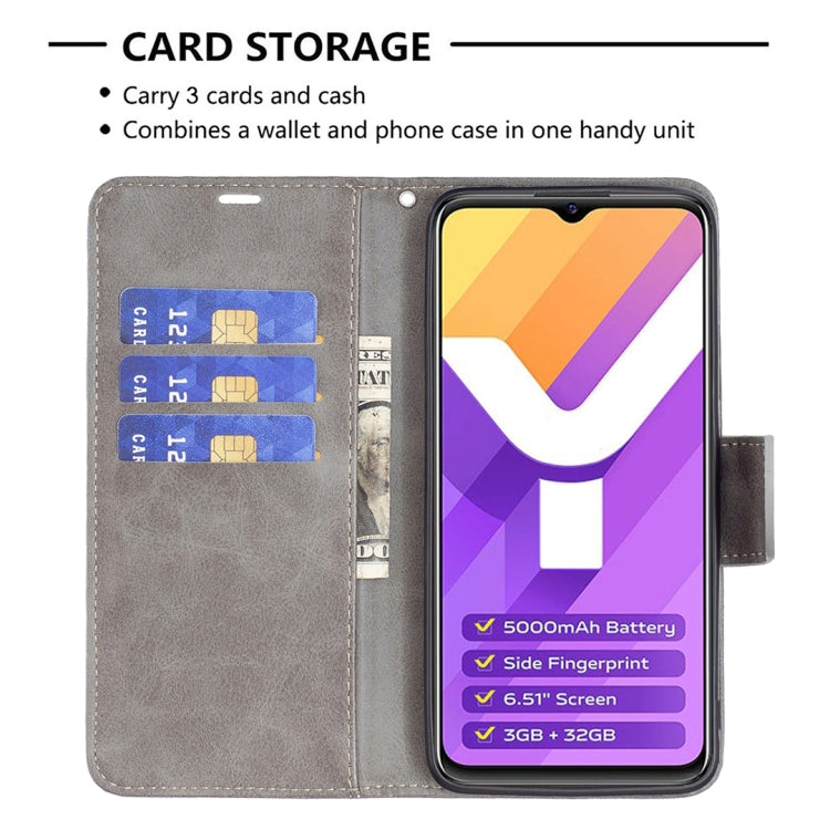 For vivo Y15s Lambskin Texture Pure Color Horizontal Flip Leather Phone Case