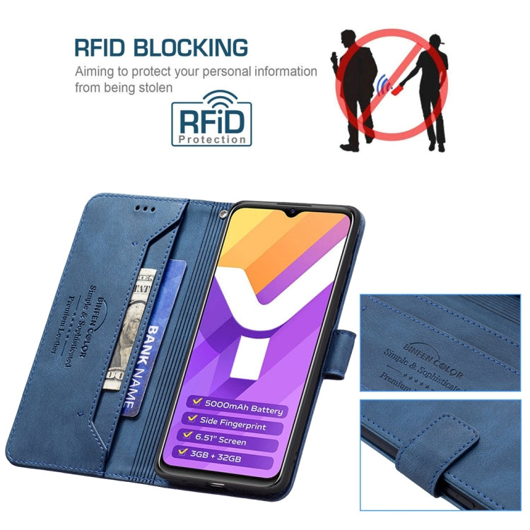 For vivo Y15s Magnetic Clasp RFID Blocking Anti-Theft Leather Phone Case