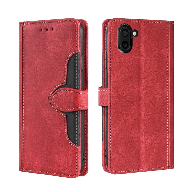 For Sharp Aquos R3 SHV44 SH-04L Skin Feel Straw Hat Magnetic Buckle Leather Phone Case