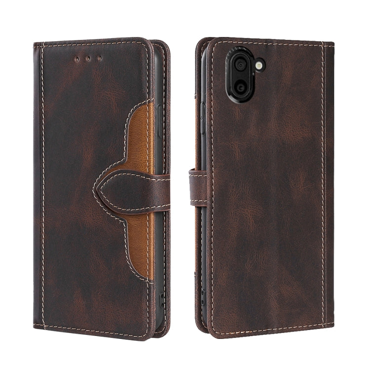 For Sharp Aquos R3 SHV44 SH-04L Skin Feel Straw Hat Magnetic Buckle Leather Phone Case