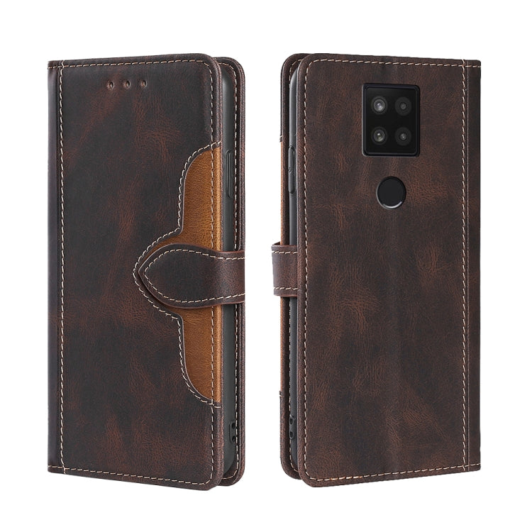 For Sharp Aquos Sense 4 Plus Skin Feel Straw Hat Magnetic Buckle Leather Phone Case