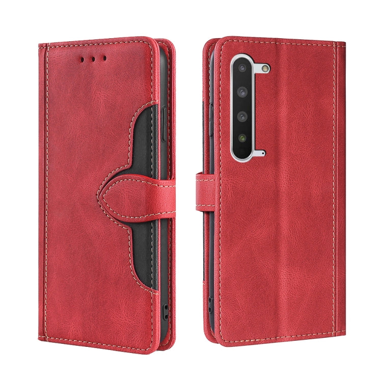 For Sharp Aquos R5G Skin Feel Straw Hat Magnetic Buckle Leather Phone Case