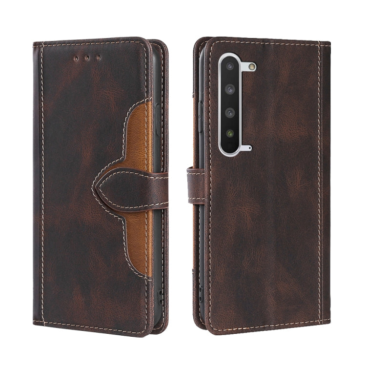 For Sharp Aquos R5G Skin Feel Straw Hat Magnetic Buckle Leather Phone Case