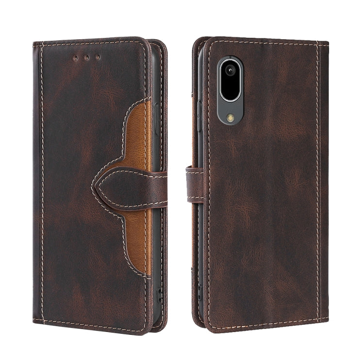 For Sharp Aquos Sense 3 Basic/Sense 3 Lite Skin Feel Straw Hat Magnetic Buckle Leather Phone Case