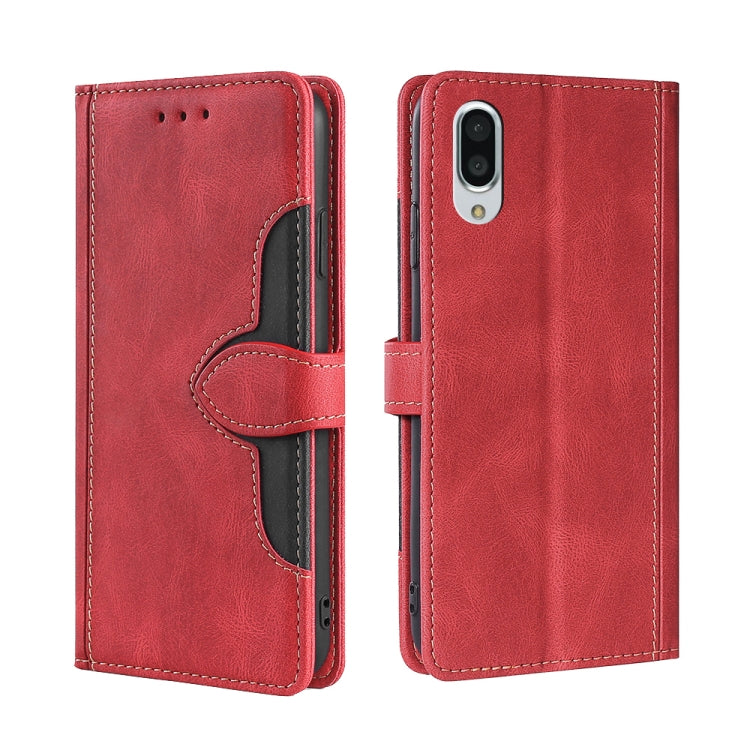 For Sharp Aquos Sense 3 Plus Skin Feel Straw Hat Magnetic Buckle Leather Phone Case