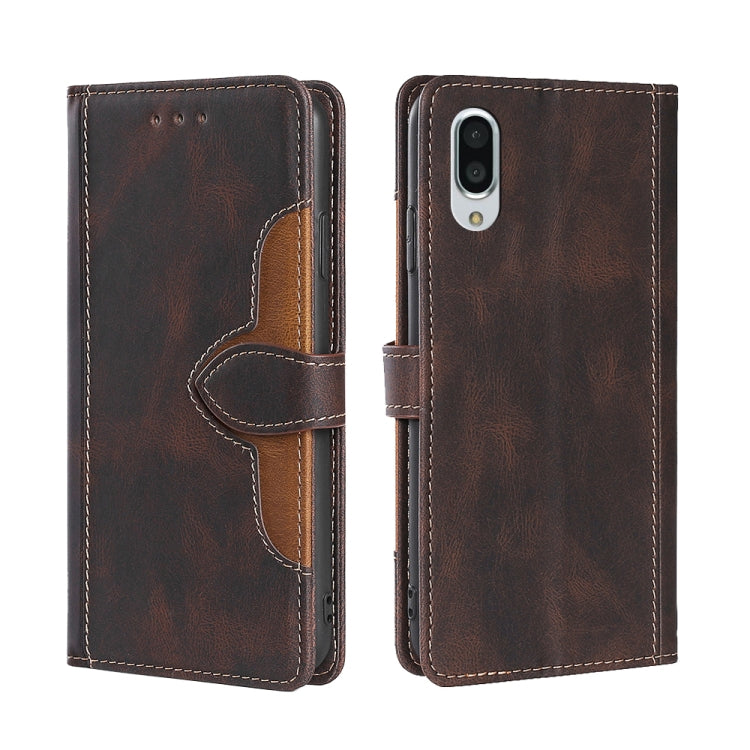 For Sharp Aquos Sense 3 Plus Skin Feel Straw Hat Magnetic Buckle Leather Phone Case