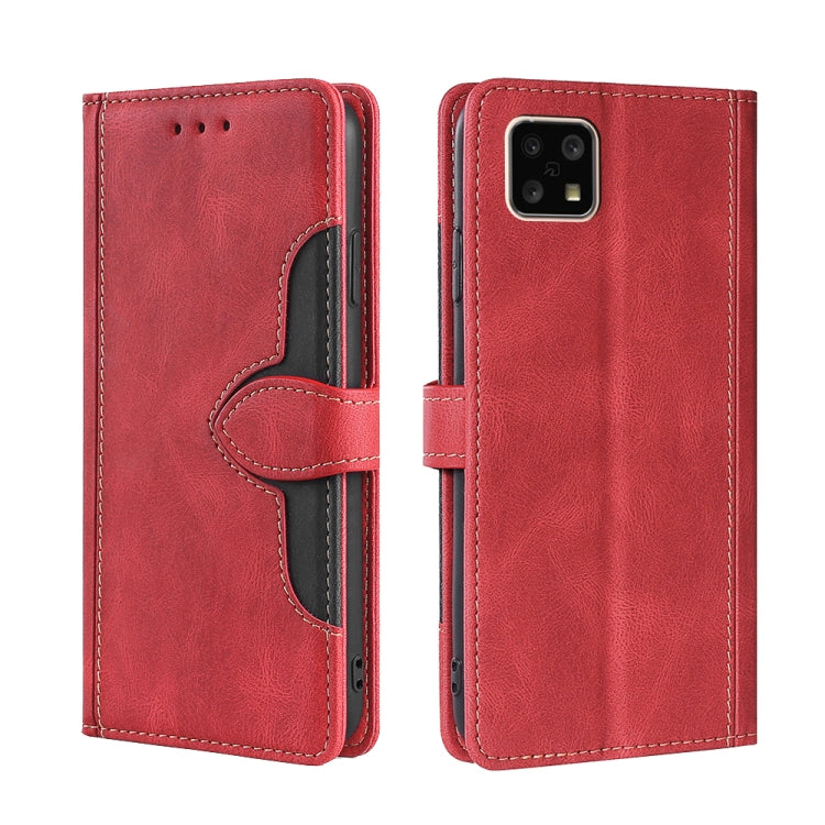 For Sharp Aquos Sense 4 4G/5G Skin Feel Straw Hat Magnetic Buckle Leather Phone Case